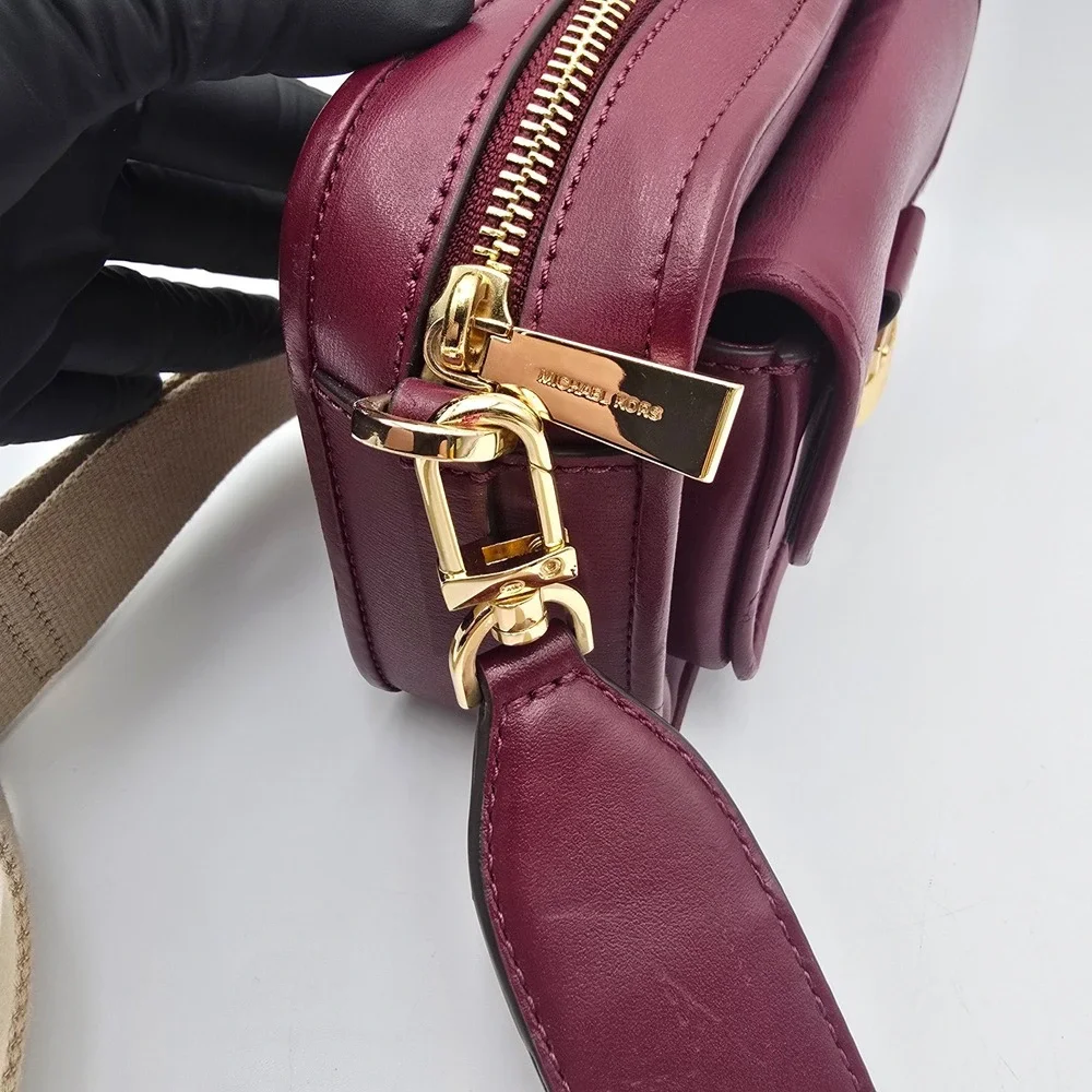 Michael‎ Kors Burgundy Leather Convertible Crossbody Shoulder Bag Gold Hardware